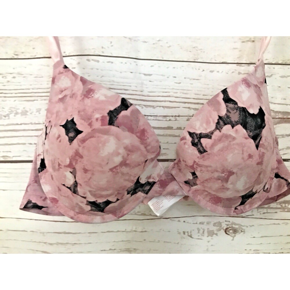 Danskin Intimates Lightly Padded Underwire Bra Size 36C Blush & Black Print